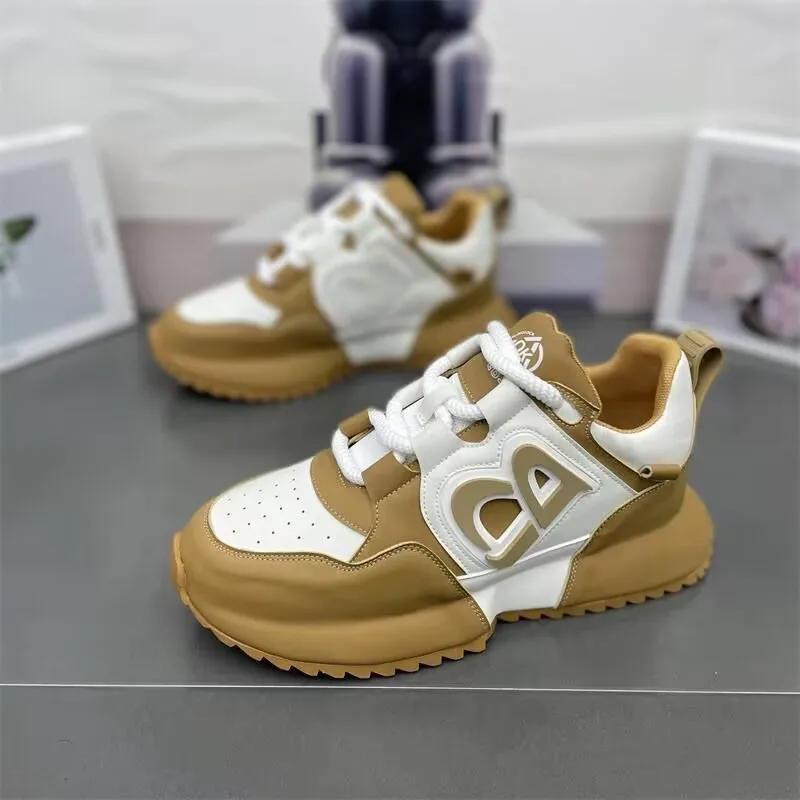 Модные дизайнерские массивные кроссовки для мужчин, покрытая подошва, модные кожаные дышащие повседневные кроссовки с увеличенной внутренней платформой