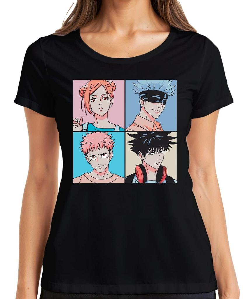 Аниме Постер Jujutsu Kaisen Годжо Итадори Фушигуро Кугисаки Женская Футболка