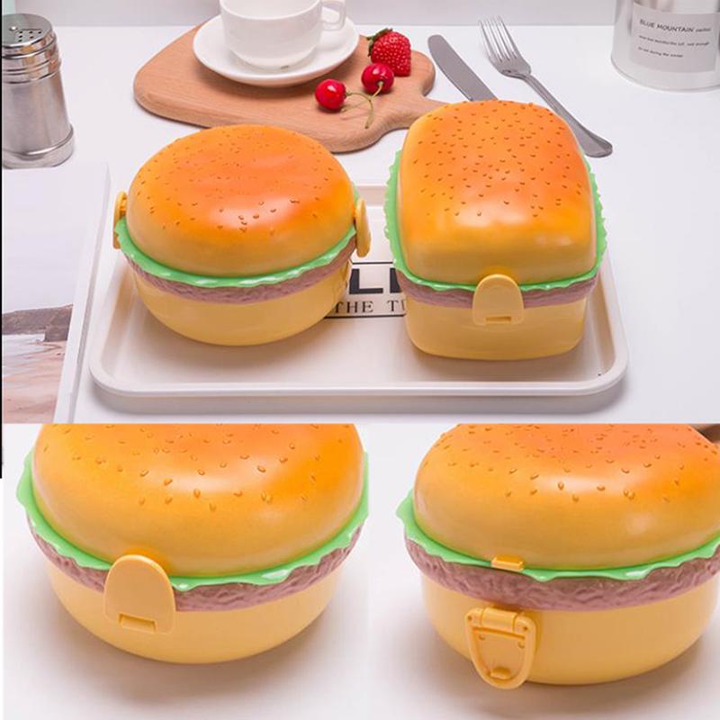 Творческий гамбургер, двойной ланч-бокс, детский контейнер для бенто, контейнер для хранения еды