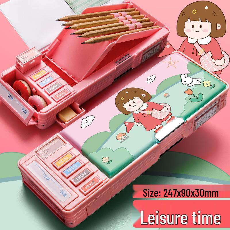 Двусторонний пенал-косметичка «Астронавт» для мальчиков: Многофункциональный, Деформируемый, Большой вместимости с кнопочным механизмом и секретным отделением