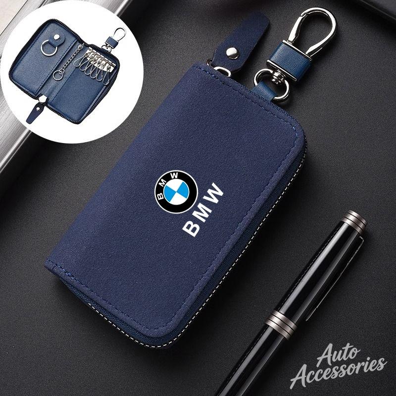 SQLI6 Leather Car Key Cover Case Multifunction Unisex Zipper Wallet Accessory For BMW 1 3 5 7 Series X1 X3 X4 X5 F10 F15 F16 F20 M3 M4