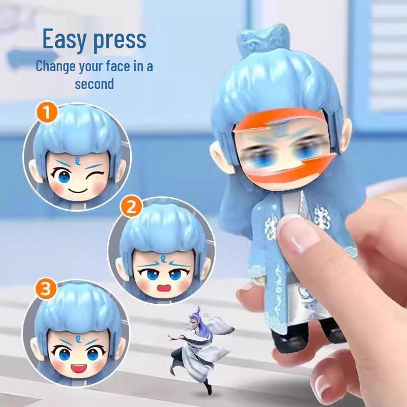 Фигурка Нечжа Ао Бин с меняющимся лицом: Кукла-эмотикон, меняющаяся при нажатии
