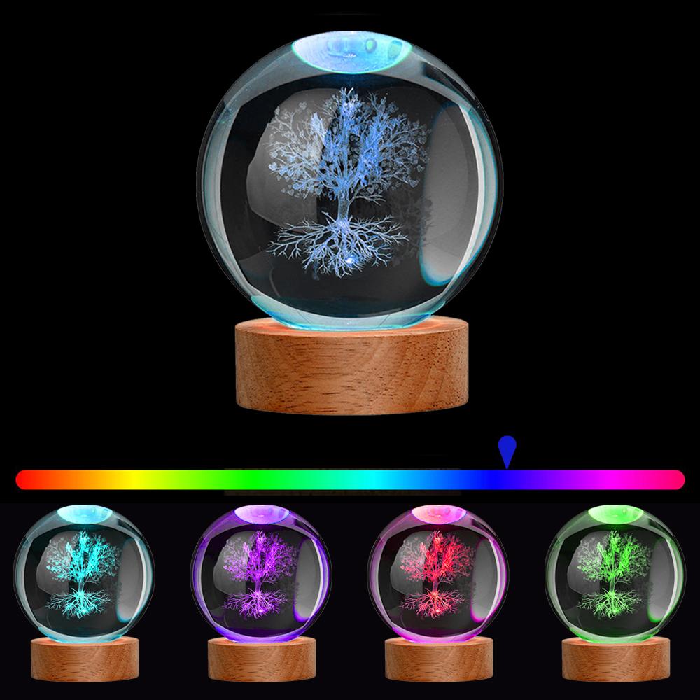 1 шт. 3D лазерная гравировка Цветок Жизни Хрустальный Шар RGB 16 Цветов Ночная Подсветка Чакра Исцеление Сетка Цветочный Шар Духовный Подарок
