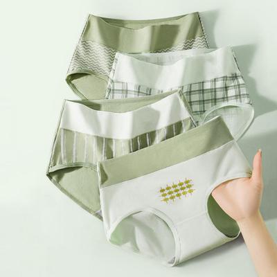 4 шт., нижнее белье с высокой талией, женские хлопковые трусики, дышащие модные трусы с принтом для девочек, трусы больших размеров, женское нижнее белье для похудения