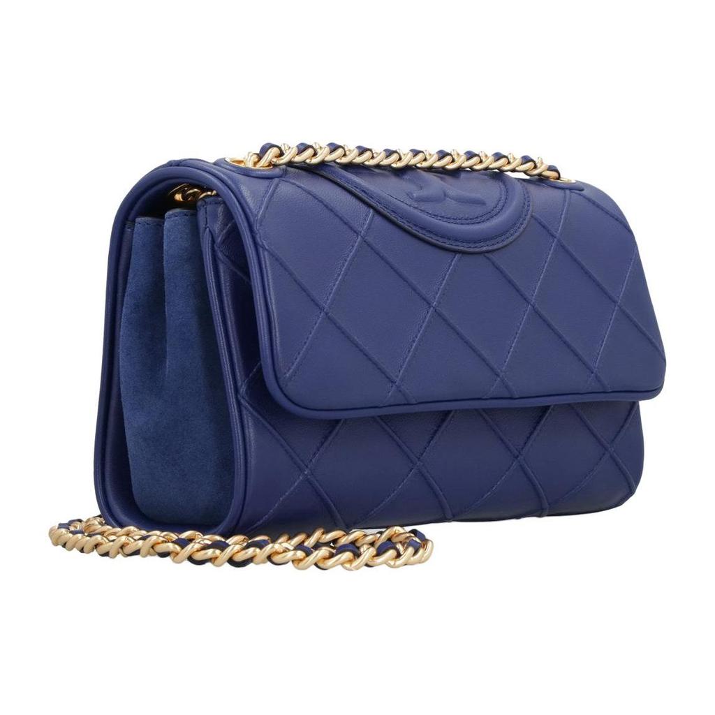 Tory Burch Fleming Diamond Pleated Adjustable Strap Napa Leather And Suede Trim Crossbody Bag Women crossbody bag Navy-Blue 139060-402