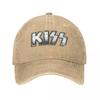 Кепка Бейсболка Kiss Heavy Metal Мужская Женская Кепка Рок Бренд Потертая Джинсовая Кепка Кепка Винтажная Для Улицы Все Сезоны Дорожная Кепка Snapback
