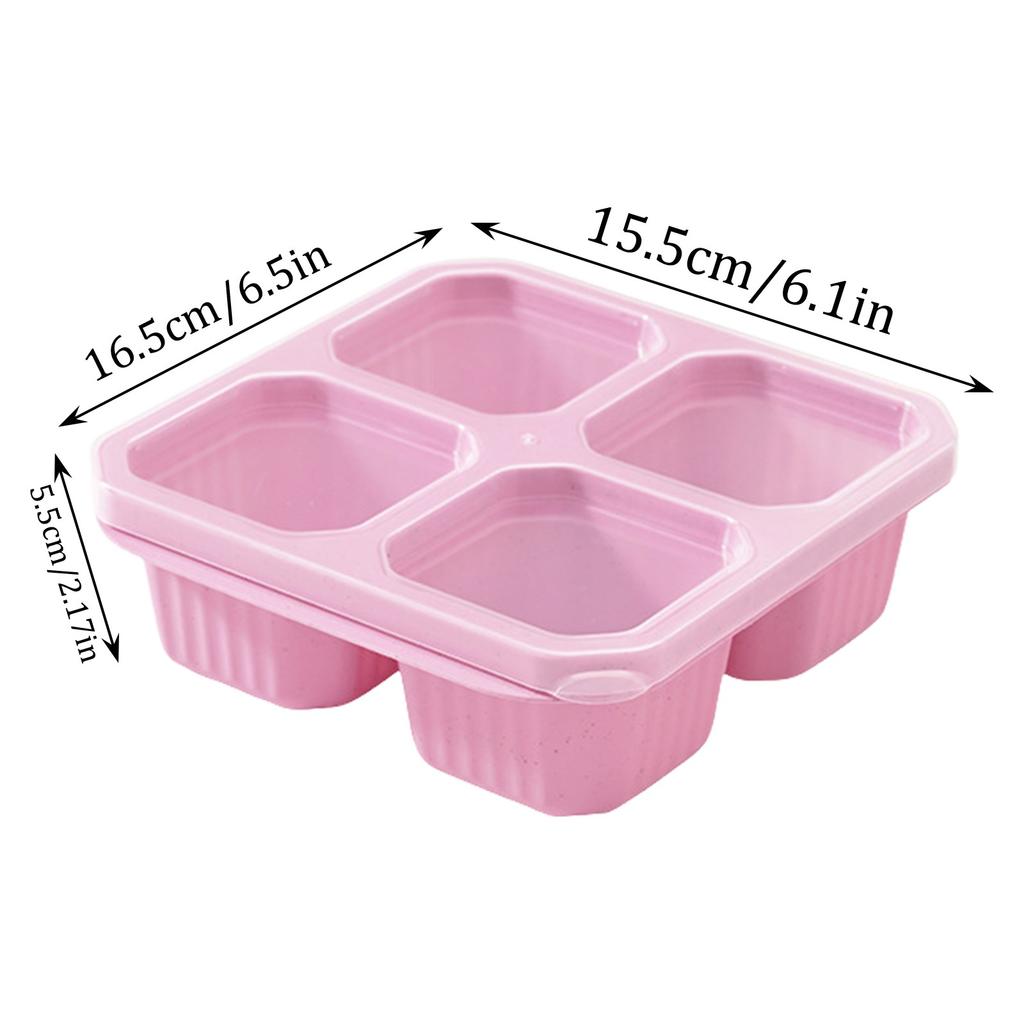 Bento Snack Box, 4 Compartment Food Storage Container Straw Meal Prep Lunch Box Plastic Food Storage Containers, Microwave And Dishwasher Safe