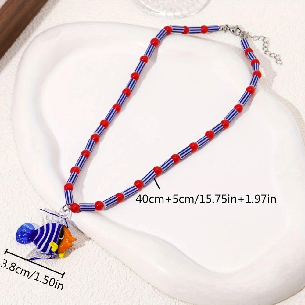 Tropical Island Seahorse Pendant Colorful Glass Beaded Necklace Women and Girls