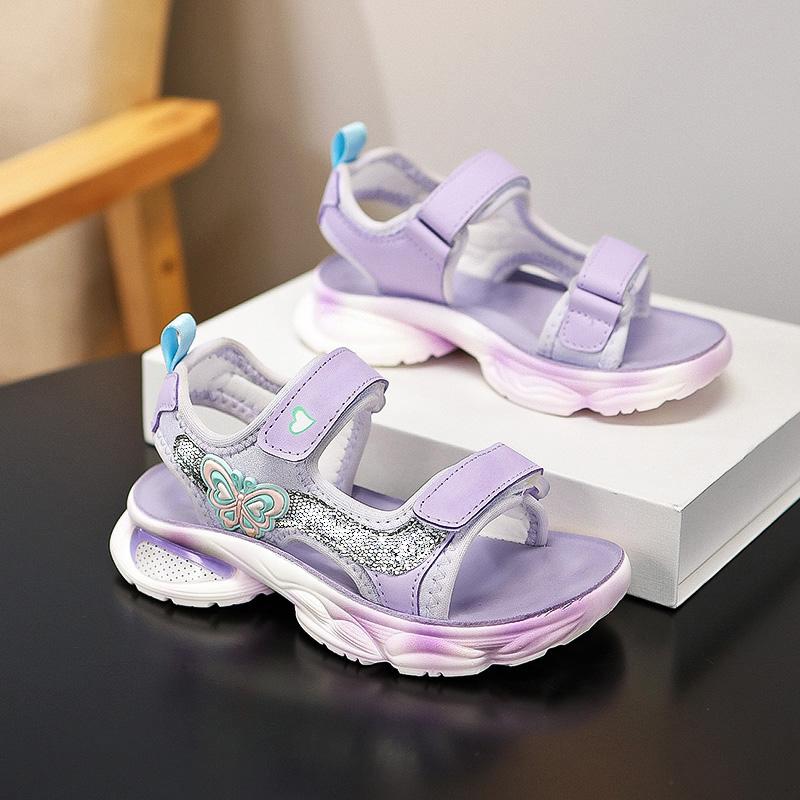 28-38 Детские летние большие легкие дышащие модные сандалии для девочек пляжная обувь