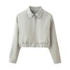 2026 spring new European and American cross-border women's clothing lapel short zipper long-sleeved jacket w017 D042