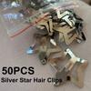 50PCS Silver Star Hair Clips for Girls Filigree Star Metal Snap Clip Hairpins Barrettes Hair Jewelry Nickle Free Lead Free
