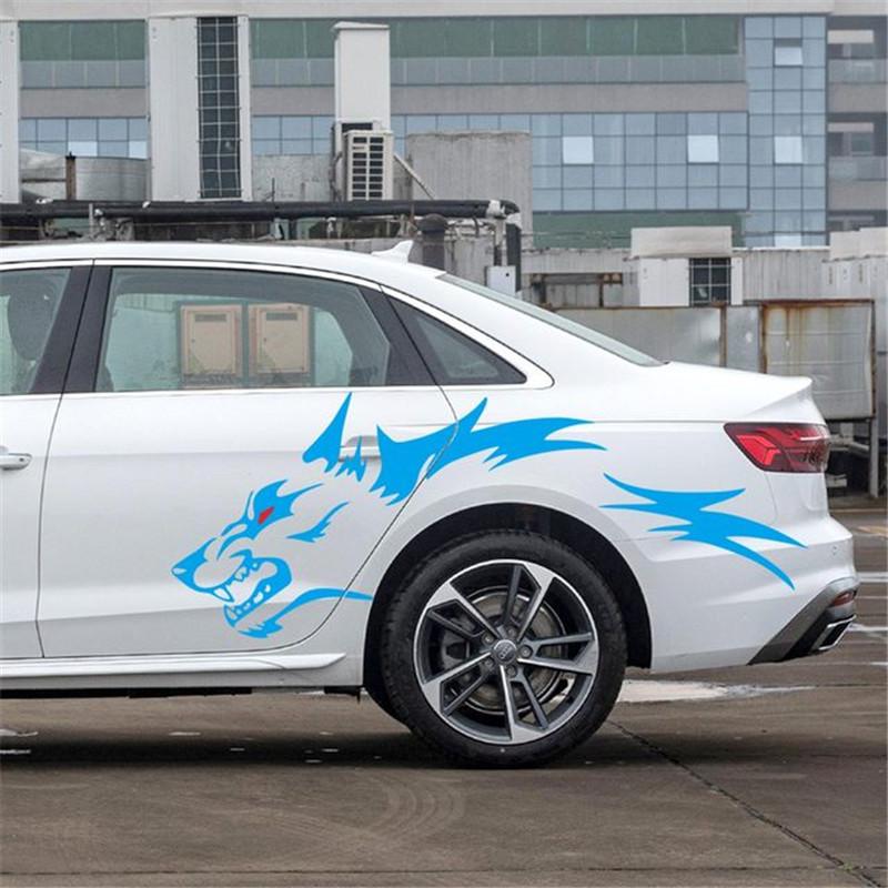 Наклейка «Волк», персонализированная модификация автомобиля, украшение, наклейка «Голова волка», агрессивная и свирепая наклейка, водонепроницаемая и солнцезащитная.