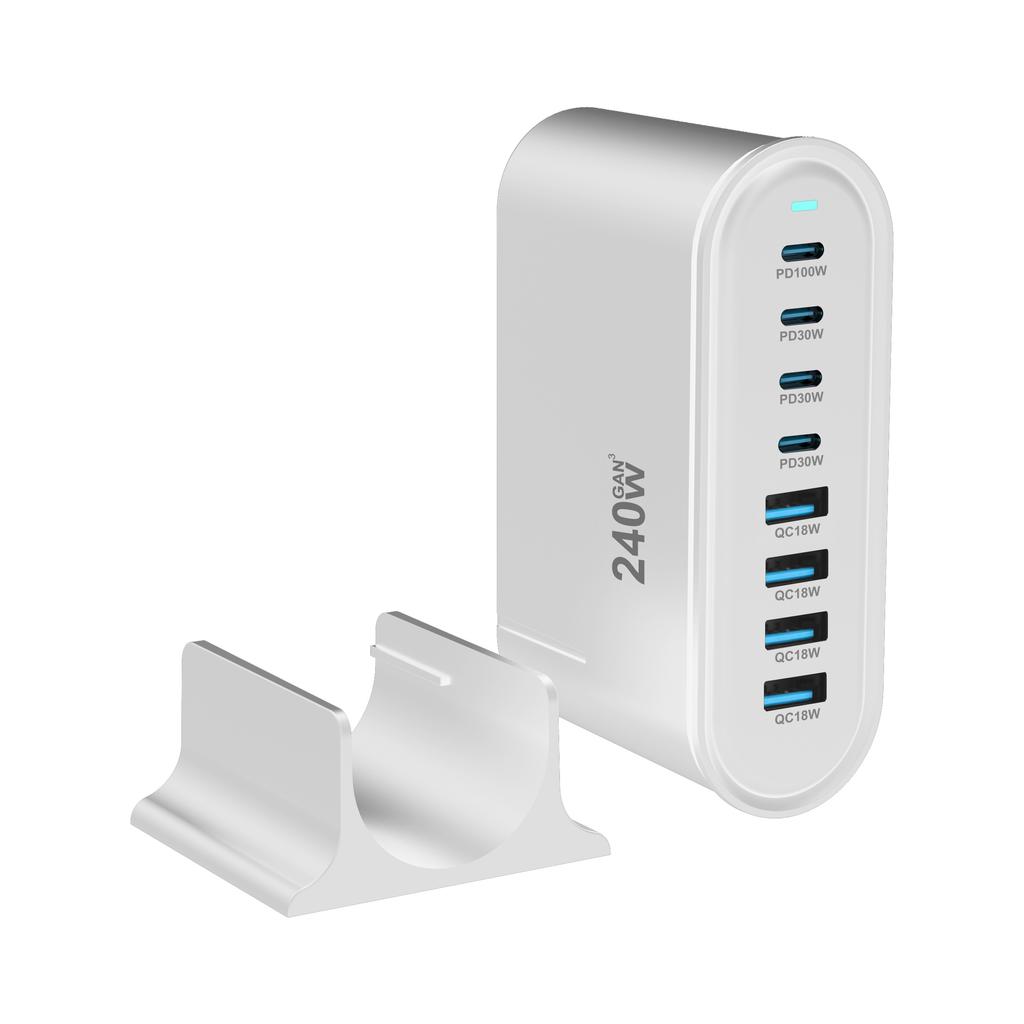 Новое быстрое зарядное устройство 240 Вт настольное зарядное устройство GaN 8-портовое зарядное устройство Type C PD Fast Charge 3.0 USB Type C быстрое зарядное устройство Мобильное зарядное устройство USB