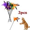 2pcs Cat Toy Bell Feather Funny Cat Rod Toys Interactive Accessories Pet Supplies