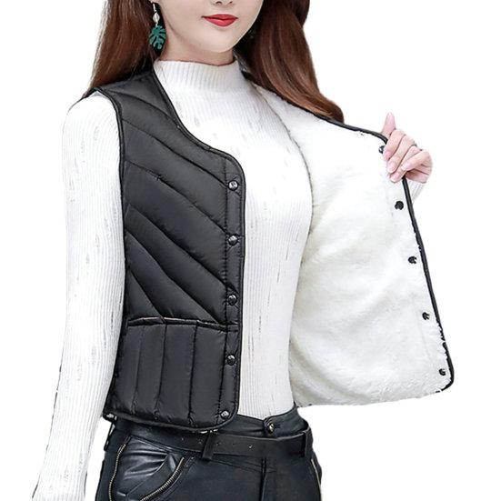 Женский жилет с подкладкой, однотонный, без рукавов, толстый, мягкий, облегающий, однобортный кардиган, ветрозащитный теплый жилет с v-образным вырезом