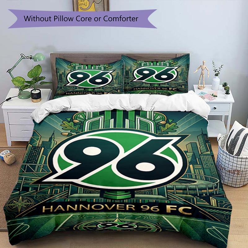 3pcs Duvet Cover Set (1*Duvet Cover + 2*Pillowcase, Without Core), Hannover 96 Football Print Bedding Set, Bedroom Decor, All‑Season, Birthday Gift