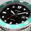 Casio Стандартные аналоговые спортивные часы, водонепроницаемость 20 АТМ, мужские, MDV-107D-3AV, зеленый безель, металлический браслет, международная модель [параллельный импорт]