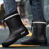 Rain Shoes Men's Closed Elastic Bundle Waterproof Saliva Shoes Medium Tube Water Boots Work Rubber Shoes Velvet Cotton Warm Rain Boots