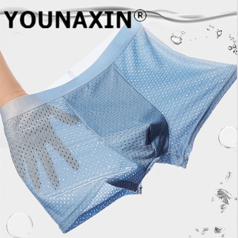 Мужское нижнее белье из дышащей сетки Ice Silk из дышащего графена с антибактериальной сеткой, шорты-боксеры большого размера для молодежи L XL 2XL 3XL 4XL 5XL