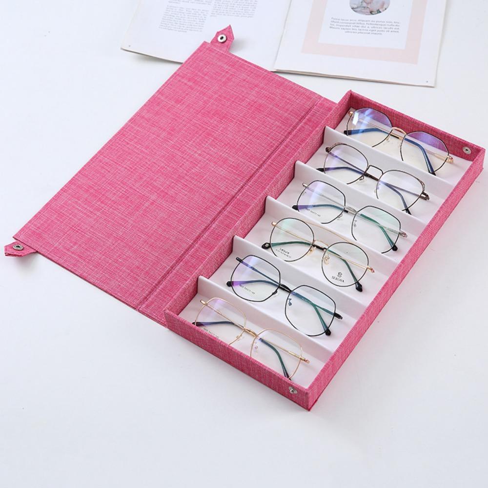 Linen Glasses Storage Box Multi Grid Travel Sunglasses Organizer For Women Men