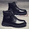 Martin Boots Men's Spring 2025 New High-top British Style Black Tooling Motorcycle Leather Boots Spring and Autumn Casual Leather Shoes