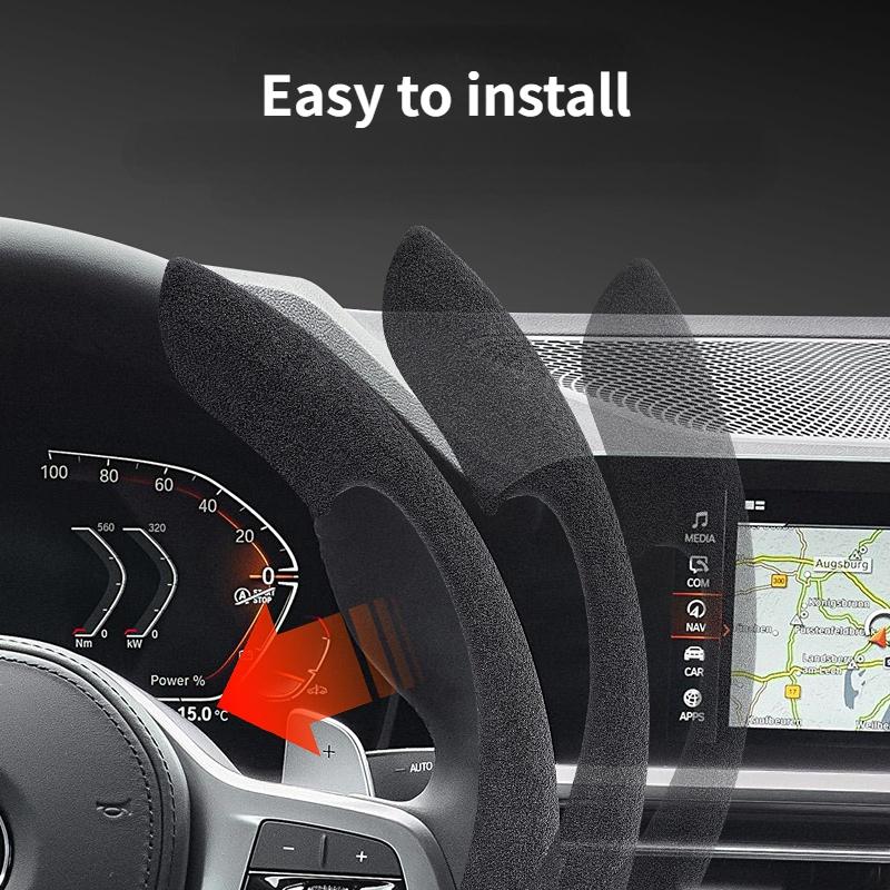 Замшевый чехол на руль автомобиля, 38 см, 15 дюймов, меховой материал, универсальный чехол-усилитель руля, противоскользящий