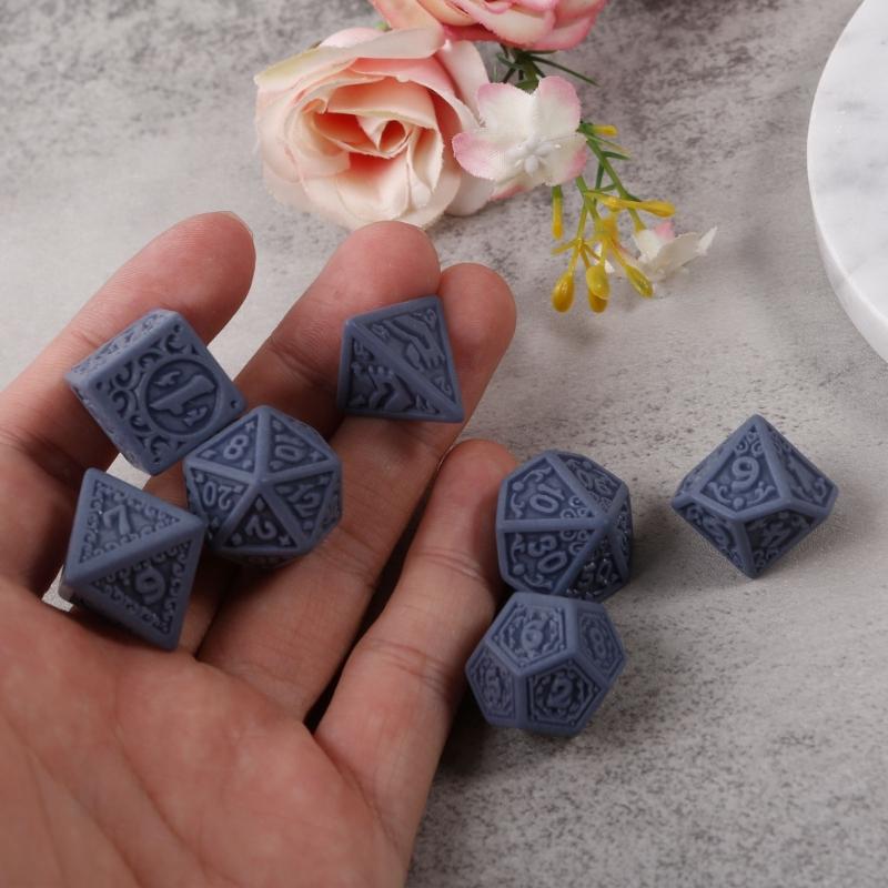 7Pcs/set Polyhedral Acrylic Dices Multi-faced Various Shapes Digital Game Dices for Club Party Family Board Game Props