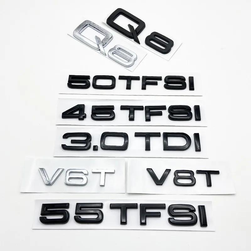 2026 Hot ABS Letters Numbers Emblem for Audi Q8 SQ8 45TFSI 55TFSI Quattro Sline V6T V8T Car Front Side Trunk Badge Nameplate Logo Sticker