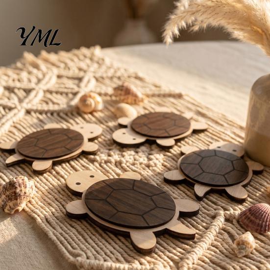 Decorative Hollow Carved Pads Turtle/Butterfly Wooden Coasters for Coffee Mugs And Tea Cups, Heat Resistant Unique Housewarming Gifts Friends