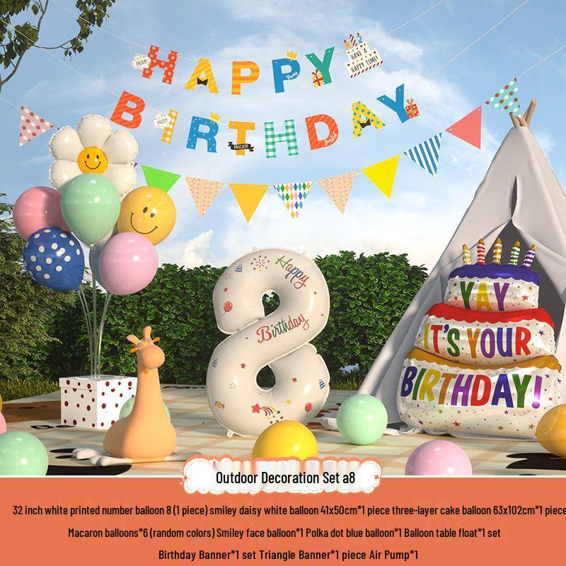 Сяохуншу Первый день рождения Кемпинг Вечеринка Шары и Баннер для Детей