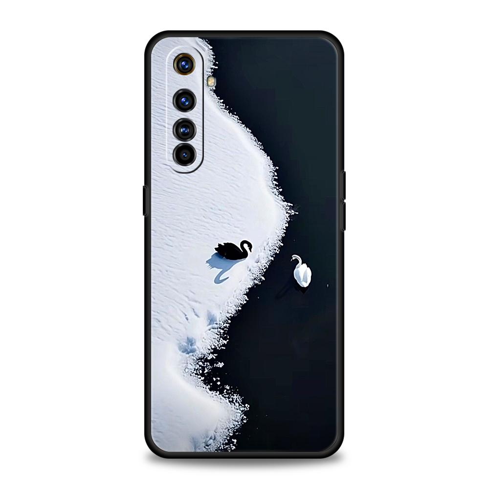 Мягкий ТПУ Чехол для Realme 11 10 9 Pro Plus GT2 GT3 GT5 C21 C25 C35 C53 C55 C67 Pro 5G Ударопрочный Чехол для Телефона Элегантный Дизайн Белого Лебедя
