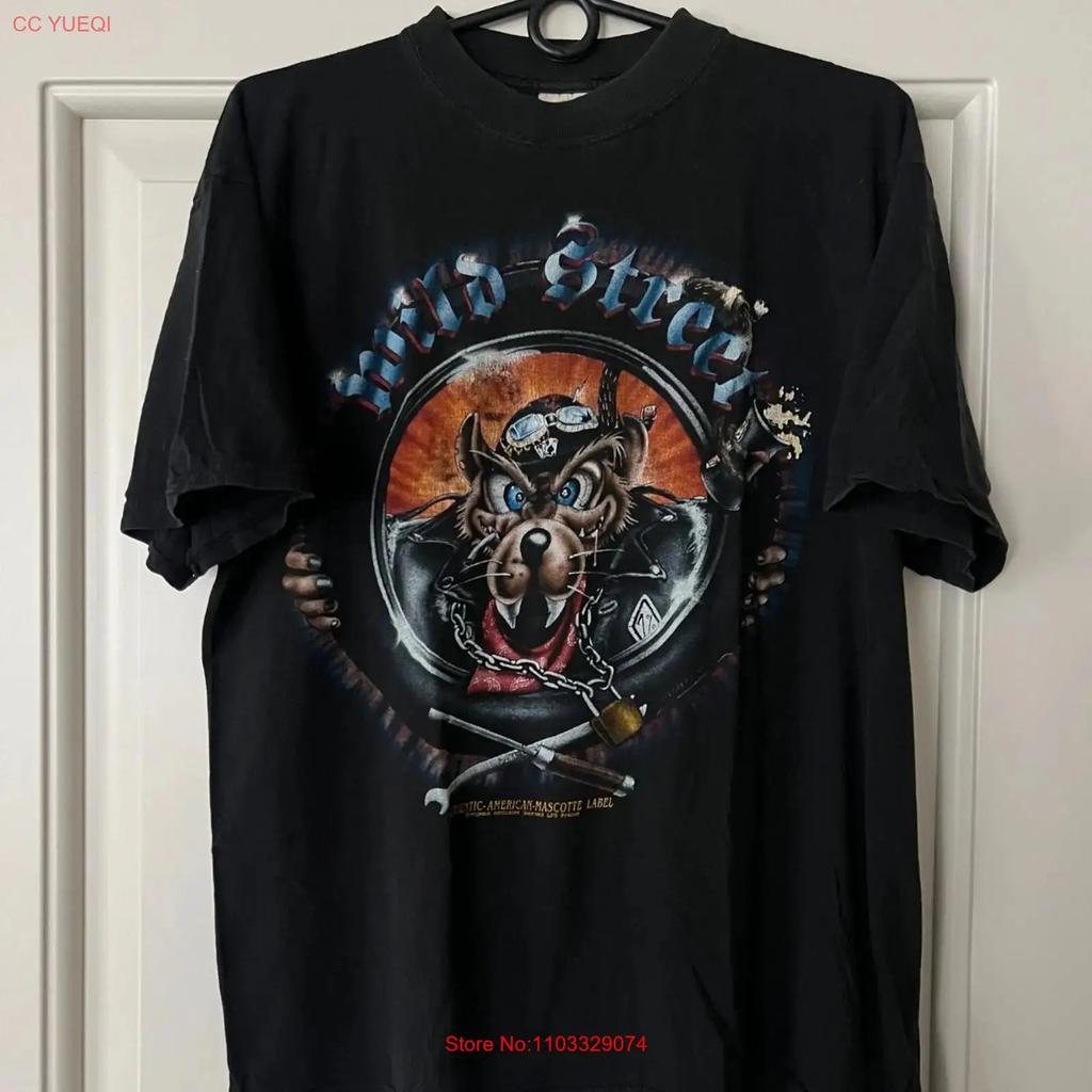 Vintage 90s Wild Street Biker T Shirt Authentic American vintage Washed designer clothes Stylish homme Top For Everyday Wear