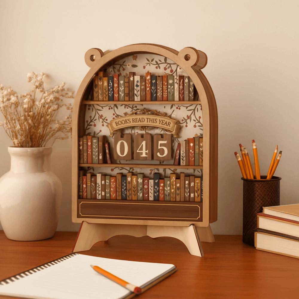 Ретро Трекер Читательского Вызова Деревянный Регистратор Чтения Книг Украшение Книжной Полки Книжный Червь
