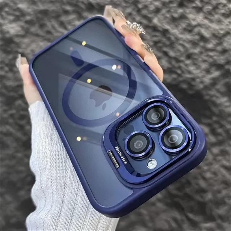 Fashion Ring Stand Case For Magsafe For iPhone 15 14 13 12 11 16 Pro Max Plus Magnetic Wireless Charge Case With Lens Protector