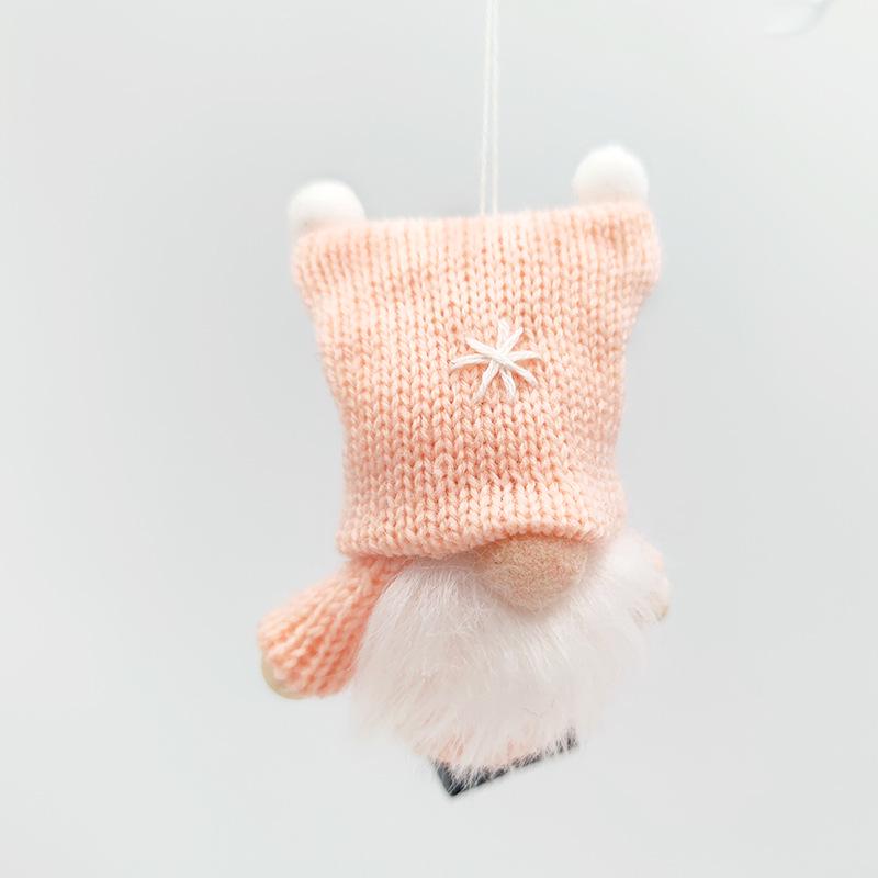Crochet Faceless Doll Ornament with Double Pom Pom Hat - Cute Christmas Decoration Figurine