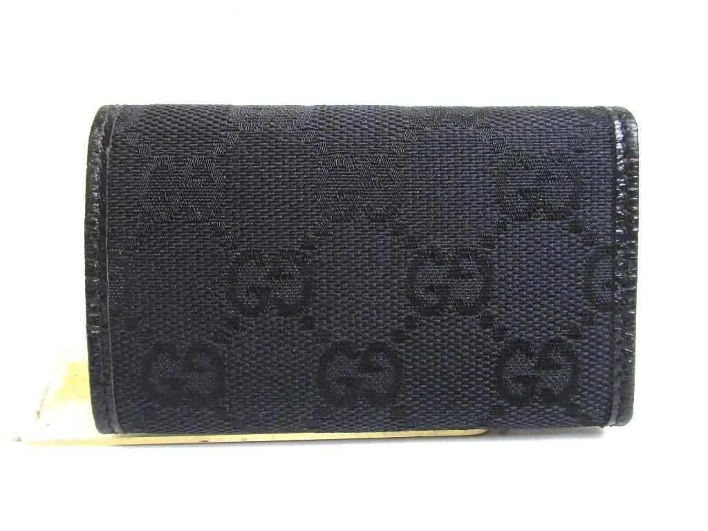 Оригинальный брелок GUCCI GG из черной канвы и кожи, 6 подвесок #a768 Восстановленный