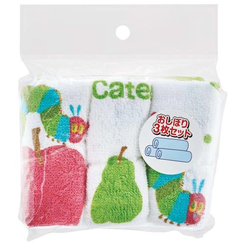 Skater Wet Towel Set of 3 Hungry Caterpillar Pastel OAC1T-A
