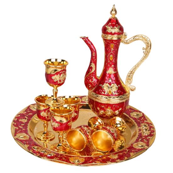 8 шт./набор Ретро Цинковый сплав Винная чаша Чайник Поднос Набор Домашний Свадебный Декор Контейнер