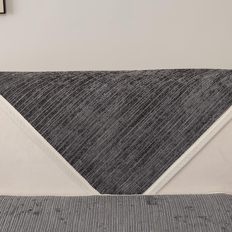 Simplicity Striped Chenille Anti-scratch Couch Cover Solid Color Four Seasons Universal Sofa Cover Living Room Non-slip Sofa Mat
