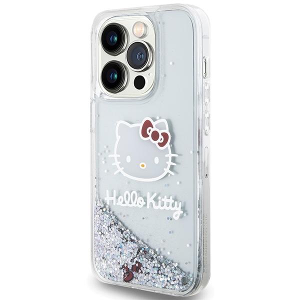 Etui do iPhone 14 Pro Hello Kitty Liquid Glitter Charms Srebrne