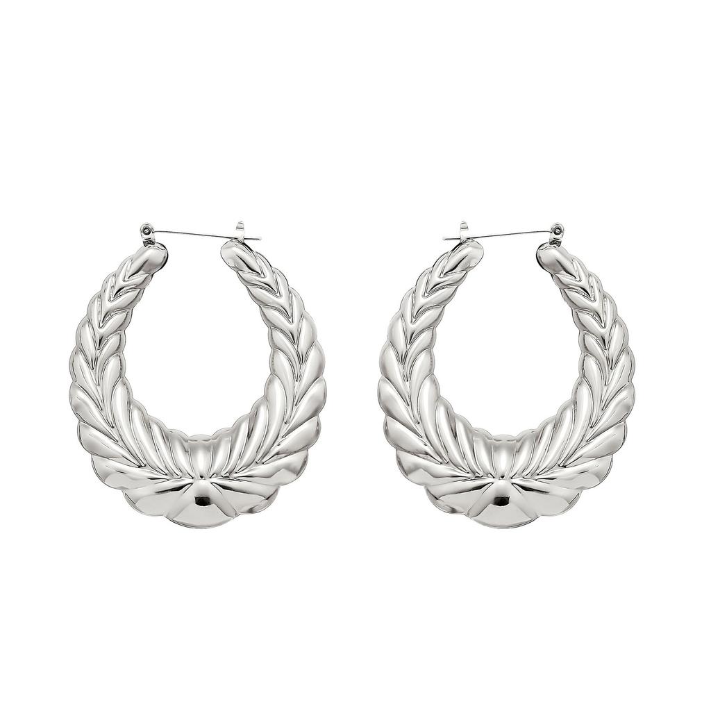 Exaggerated Punk Style Personality Wheat Ear Pattern Oval Earrings