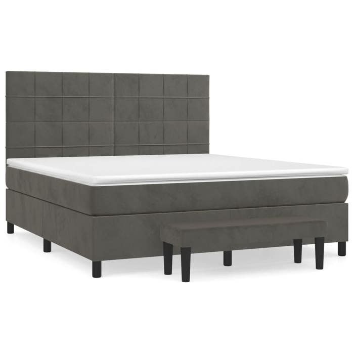 Maison Exclusive - Sommier à lattes de lit et matelas Gris foncé 160x200cm Velours