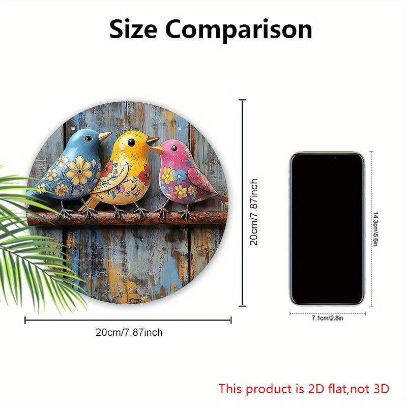2D плоская деревянная подвесная декоративная табличка, семейное украшение для стены или двери, украшение для сада, узор из трех красочных птиц, праздничные подарки для друзей