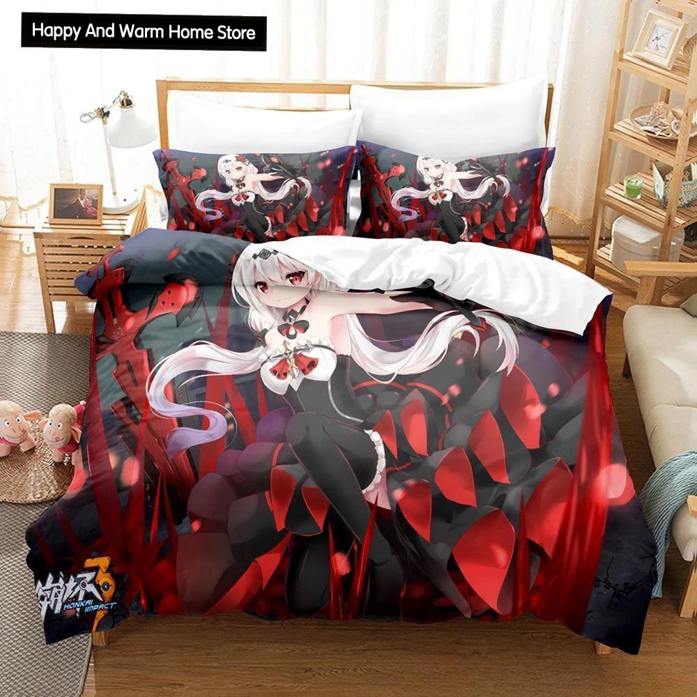 Honkai Impact 3 Bedding Set Anime Duvet Cover Single Twin Full Queen King Size for Adult Boy Bedroom