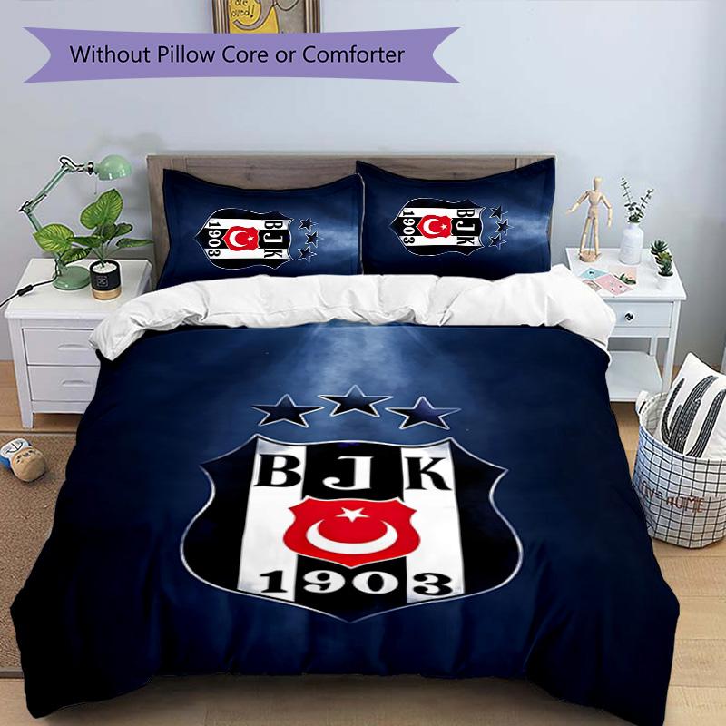 3pcs BJK Design Cover Set - HD Printed Bedding with 1 Cover and 2 Pillowcases - Perfect for Home and Dorm Decor
