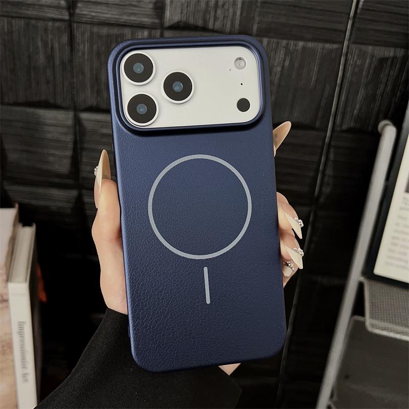 Роскошный жесткий ПК из кожи личи для магнитного чехла Magsafe для iPhone17 17Air 17Pro 17Pro Max, беспроводная зарядка, матовая крышка