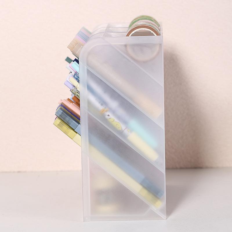 Minimalist Slanted Art Marker & Brush Holder - Large Capacity Stationery Storage