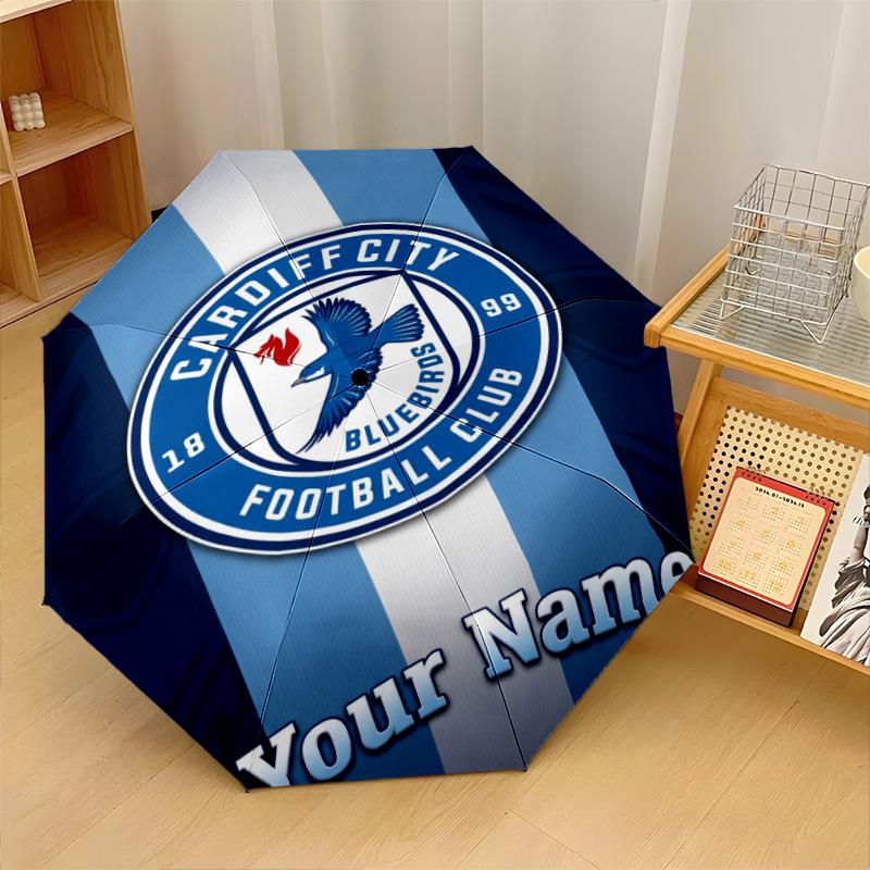 Cardiff City Automatic 3‑Fold Umbrella 8‑Rib Windproof Folding Umbrella Sun Rain Protection For Outdoor Travel Daily Use