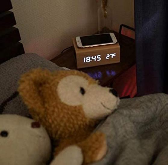 Сигнализация DEMI Bluetooth Qi Смартфон Беспроводной Совместимость с iPhone Настольный USB Термометр Qi Международный Соответствует Техническому Радио Закону Дерево