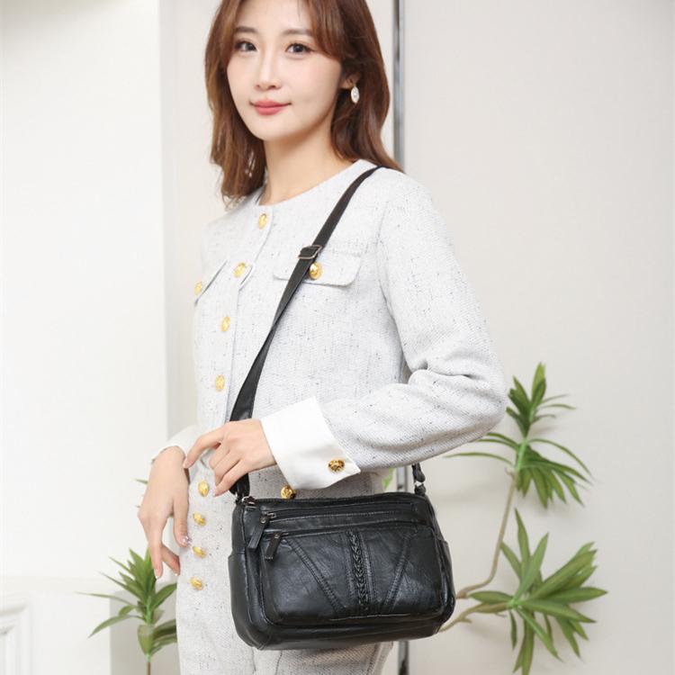 Новая женская сумка на плечо из промытой водой кожи, мягкая кожаная сумка через плечо, винтажная модная простая многослойная женская сумка для мам среднего возраста